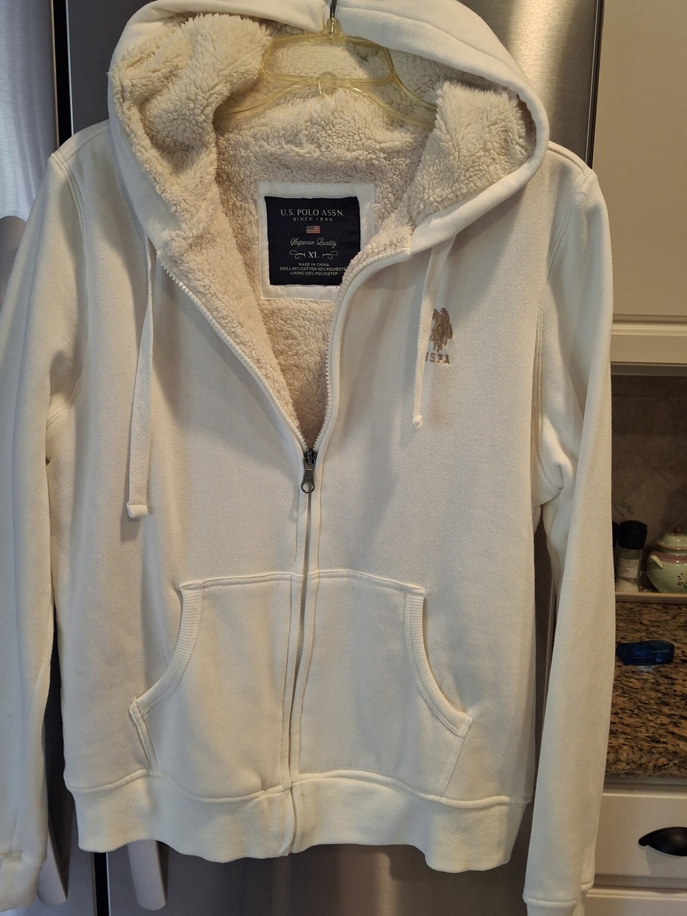 U.S. Polo Assn. Cream Sherpa-Lined Hooded Zip Jacket